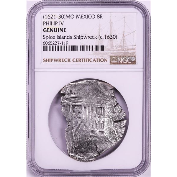 Spice Islands Shipwreck (1621-30)MO Mexico 8 Reales Philip IV Silver Coin NGC Genuine