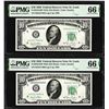 Image 1 : Lot of (2) Consecutive 1950 $10 Federal Reserve Notes STL PMG Gem Uncirculated 66EPQ