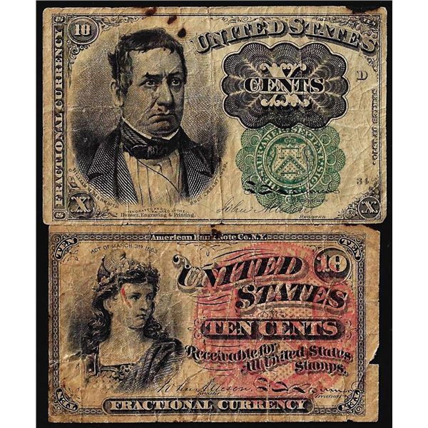 Lot of (2) Fourth Issue Ten Cents Fractional Currency Notes