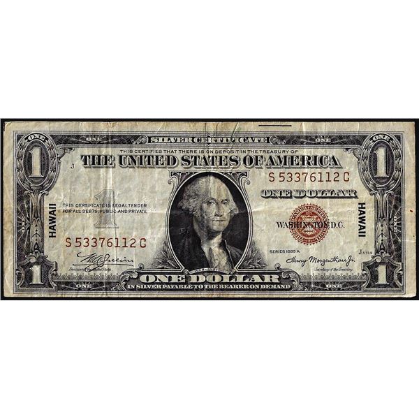 1935A $1 Hawaii WWII Emergency Issue Silver Certificate Note