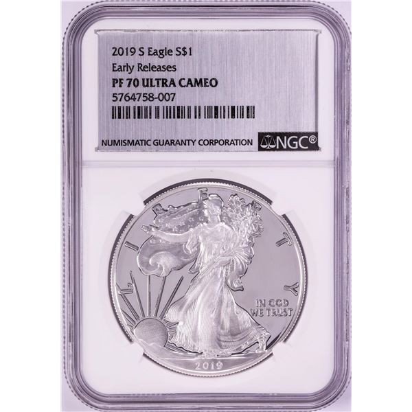 2019-S $1 Proof American Silver Eagle Coin NGC PF70 Ultra Cameo Early Releases
