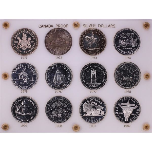 1971-1982 Proof $1 Canada Commemorative Silver Dollar Coin Sets in Capital Plastic