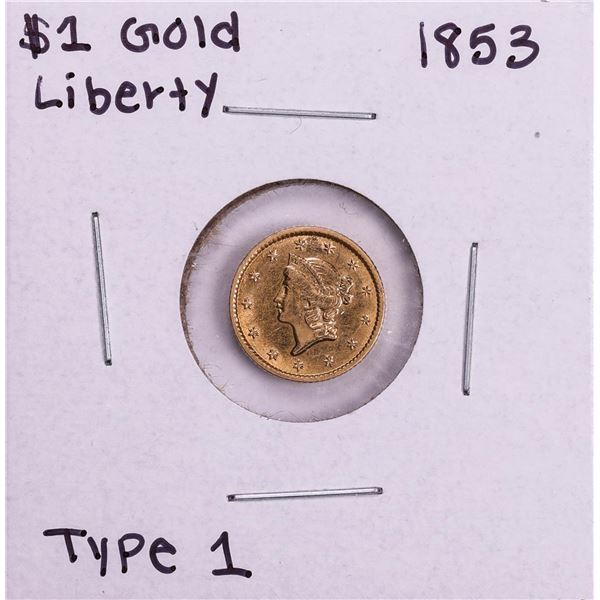 1853 Type 1 $1 Liberty Head Gold Dollar Coin