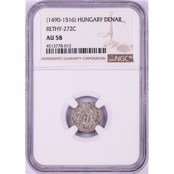 1490-1516 Rethy-272C Hungary Denar 'Madonna and Child' Coin NGC AU58