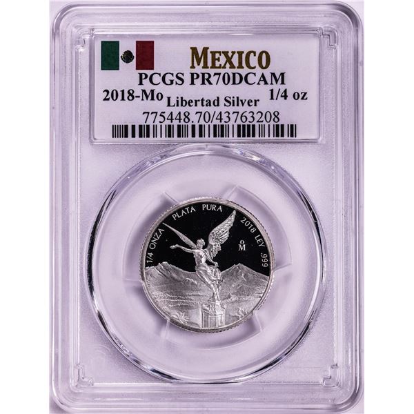 2018-Mo Mexico Proof 1/4 oz Silver Libertad Coin PCGS PR70DCAM