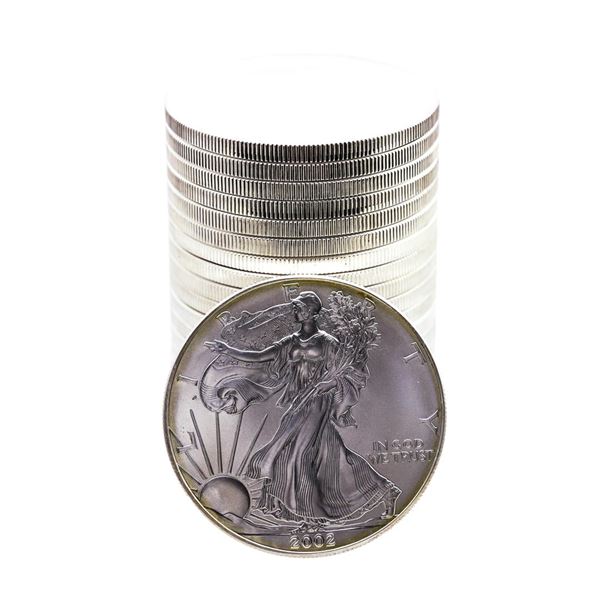 Roll of (20) Brilliant Uncirculated 2002 $1 American Silver Eagle Coins