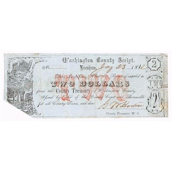 1862 $2 Obsolete Note, Texas