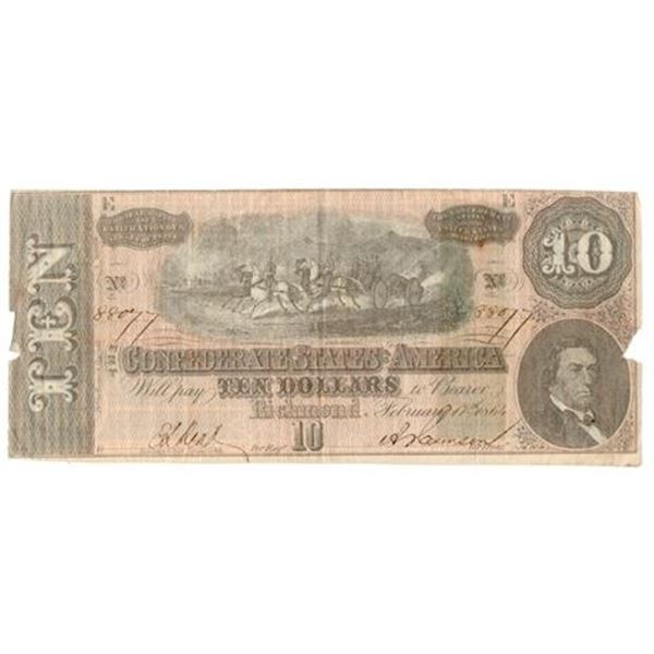 Type 68 1864 $10 Confederate Note