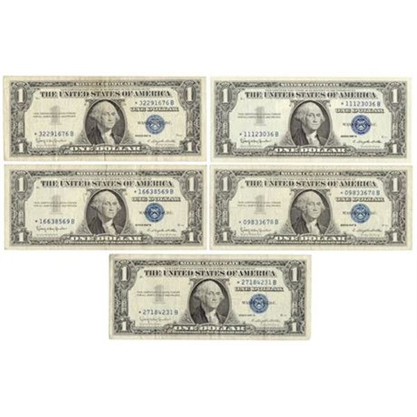 Group of 5 1957-B* $1 Silver Certificate Star Notes