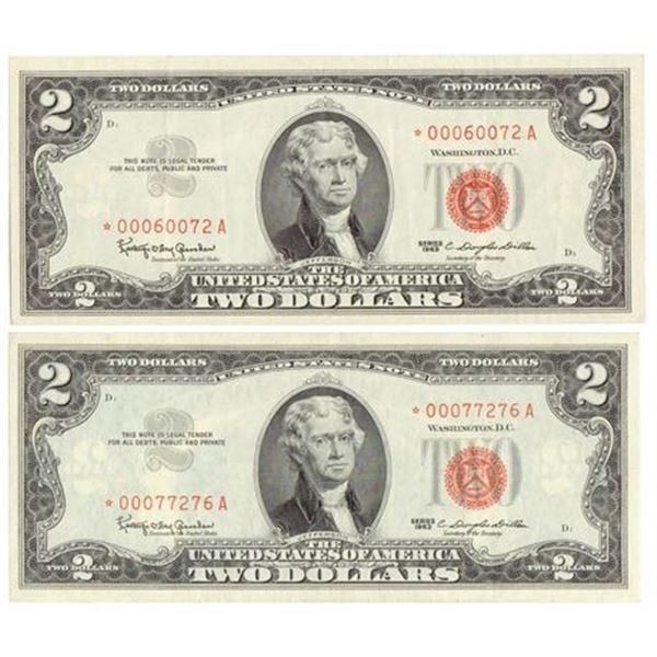 Group of 2 1963* $2 Legal Tender Star Notes