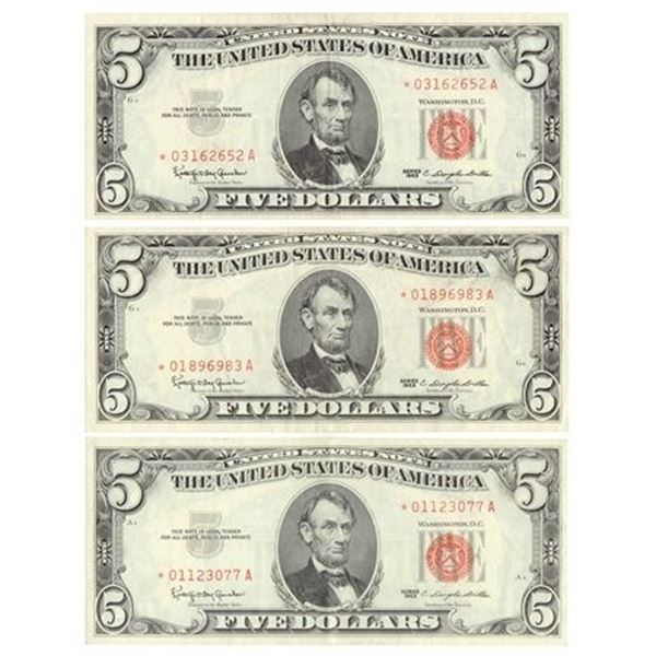 Group of 3 Fr.1536* 1963 $5 Legal Tender Star Notes