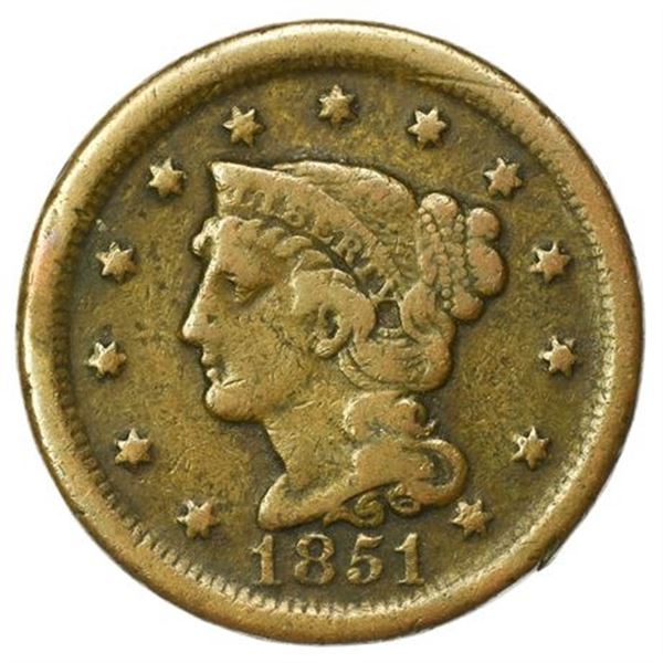 1851 Braided Hair Large Cent