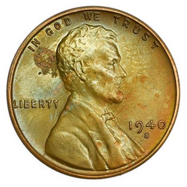 1940-S Lincoln Wheat Cent - Toned
