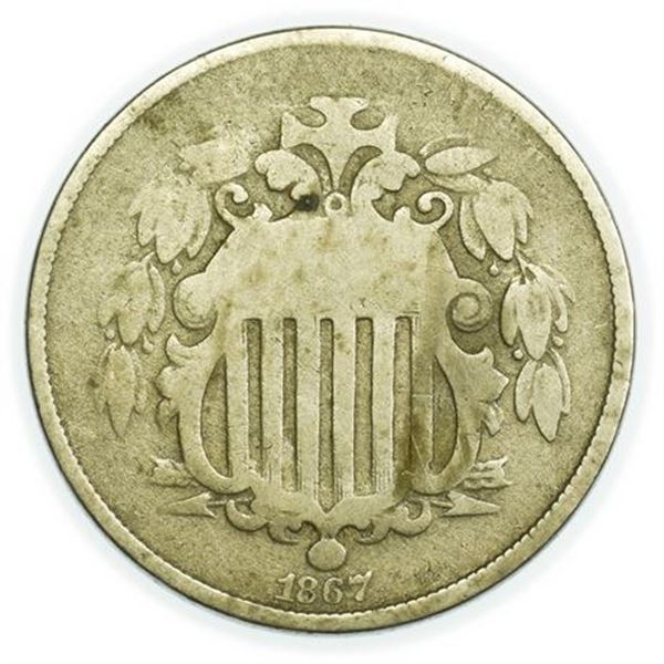 1867 Without Rays Shield Nickel