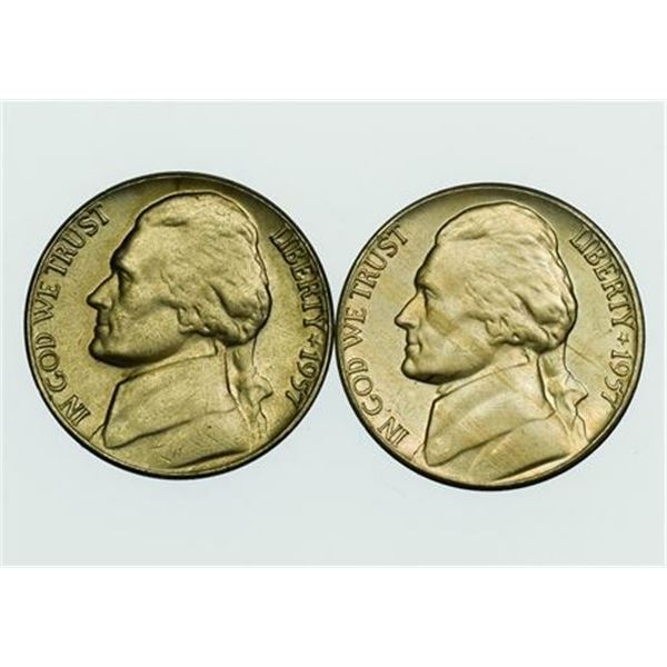 Group of 2 1957 and 1957-D Jefferson Nickels