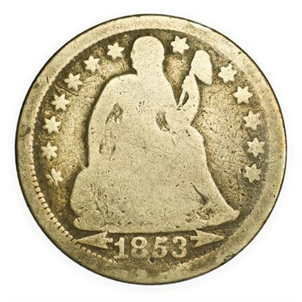1853 Arrows Seated Liberty Dime