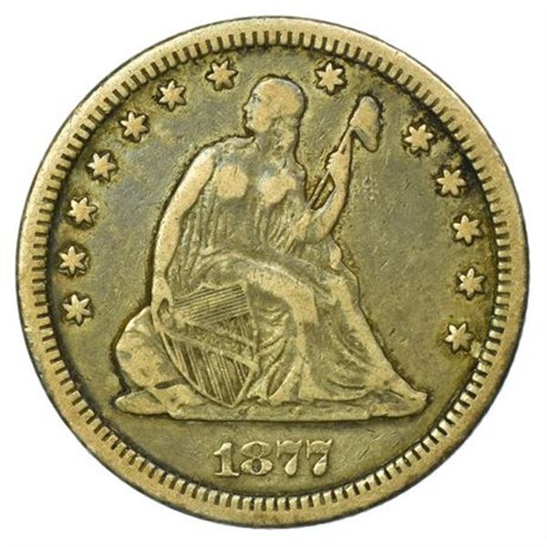 1877-CC Seated Liberty Quarter