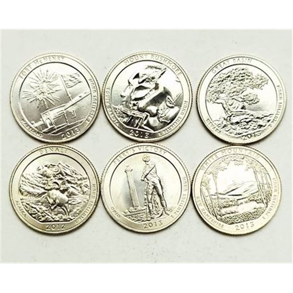 Group of 6 National Park Washington Quarters 2012-S - 2013-S