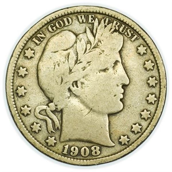 1908-S Barber Half Dollar