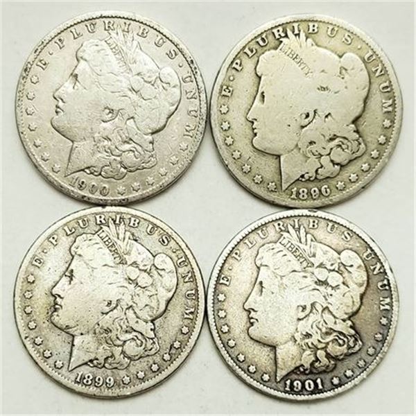 Group of 4 Morgan Dollars 1896-O, 1899-O, 1900-O, 1901-O