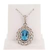 Image 1 : 5.17 ctw Aquamarine and 1.10 ctw Diamond 14K White Gold Pendant