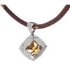 Image 5 : Bvlgari Brown Leather Pyramide Pendant