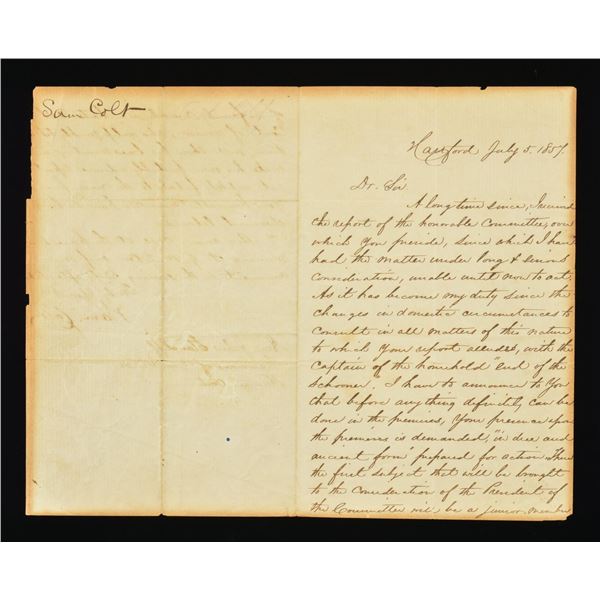 SAMUEL COLT AUTOGRAPHED LETTER "CHARTER OAK".