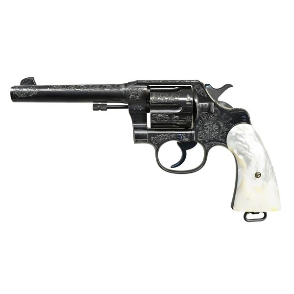 COLT NEW SERVICE CUSTOM ENGRAVED DA REVOLVER.