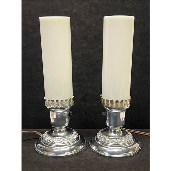 Vintage Deco Chrome/Glass "Lipstick" Lamps (see description)