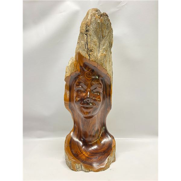 Vintage Frank Schirman Kou Wood Sculpture Carving Hawaii (14"T 4.25"W)