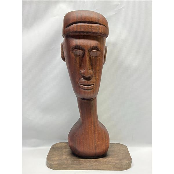 Mid Century Artist Signed Wood Sculpture Carving (Approx: 15.5"T 9"W)