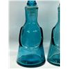 Image 4 : 2 Mid Century Auqa Blue Figural Bottles - Erik Hoglund Style Approx: 7x2.25"