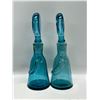 Image 6 : 2 Mid Century Auqa Blue Figural Bottles - Erik Hoglund Style Approx: 7x2.25"