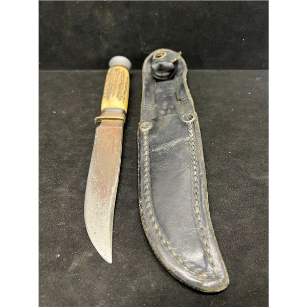 Vintage Antler Handled Knife w/sheath