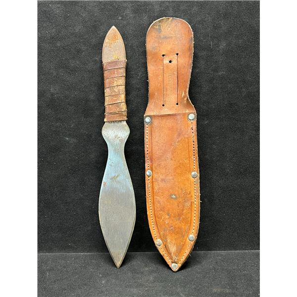 Vintage German Throwing Knife & Sheath Approx: 9.75"