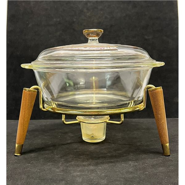 Mid Century Atomic Fire King Casserole & Warming Stand