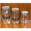 Image 1 : 3 Triomphe France Glass Canister / Storage Jars (largest approx: 10x4.5")