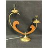 Image 1 : Mid Century Wood / Brass Table Lamp Works (Approx: 19"T 16"W)