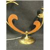Image 2 : Mid Century Wood / Brass Table Lamp Works (Approx: 19"T 16"W)