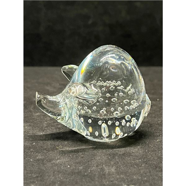 Vintage Art Glass Controlled Bubble Pig Paperweight Approx: 2.5"T 3"W