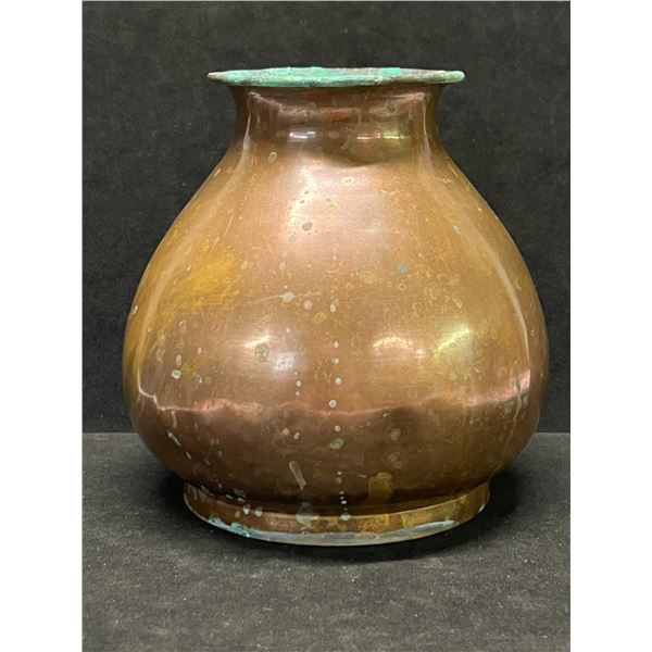 Vintage Chinese rustic Copper Vase Approx: 6"T 5.5"W