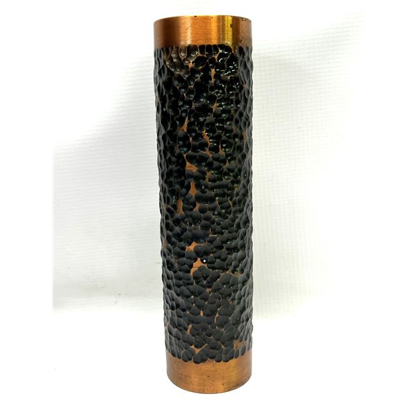 Mid Century Heavy copper Textured Brutalist Vase Approx: 8.5"T 2.125"W