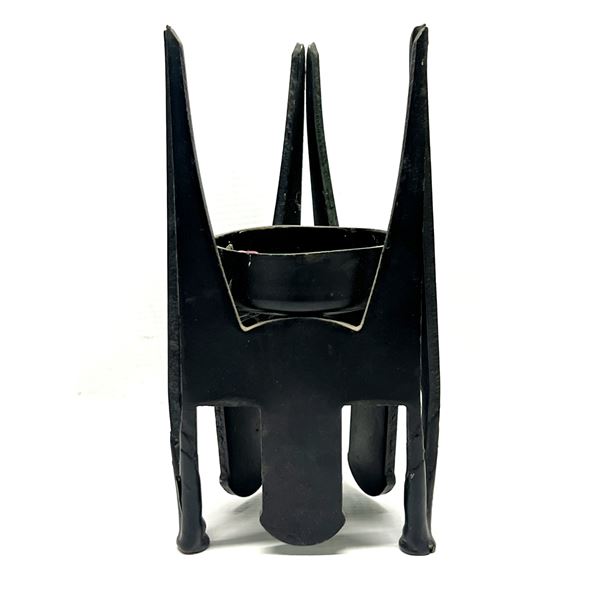 Mid Century Painted Brutalist Metal Candle Holder Approx: 7"T 4"W