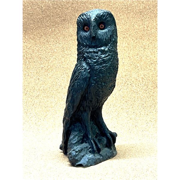 Canadian Coal Owl Bird Sculpture (base chip, see pics) Approx: 8"T 3.5"W