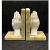 Image 1 : Italian Genuine Alabaster w/Praying hands Book Ends Approx: 5.5x3"