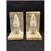 Image 2 : Italian Genuine Alabaster w/Praying hands Book Ends Approx: 5.5x3"