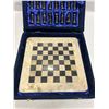 Image 2 : Very Nice Stone Chess Set w/original Box Smaller set (Board approx: 8x8")