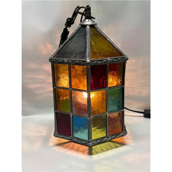 Stained Glass Hanging Lamp Works Approx: 12x7"