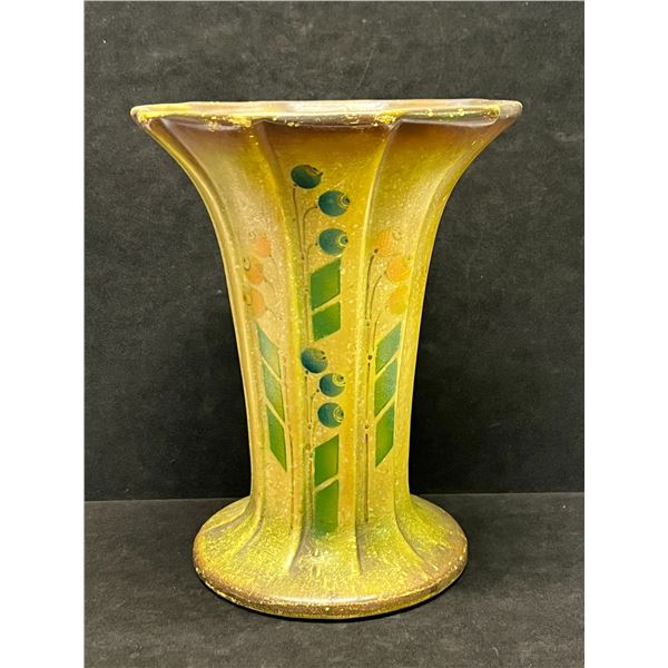 Art Noveau Ceramic Stencilled Vase - Large Approx: 9"T 7.25"W