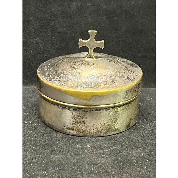 Vintage Religious Silver Plate Trinket Holder / Storage Approx: 2.75"W 2.5"T
